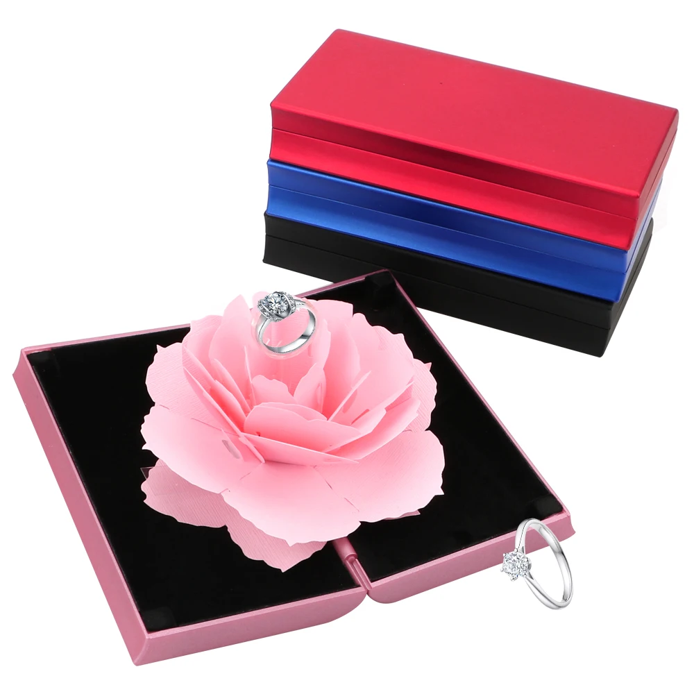 

Valentine's Day Wedding For Women Jewelry Display Boxes 1pcs Foldable Rose Ring Box Jewelry Creative Gift Gift Box For Rings