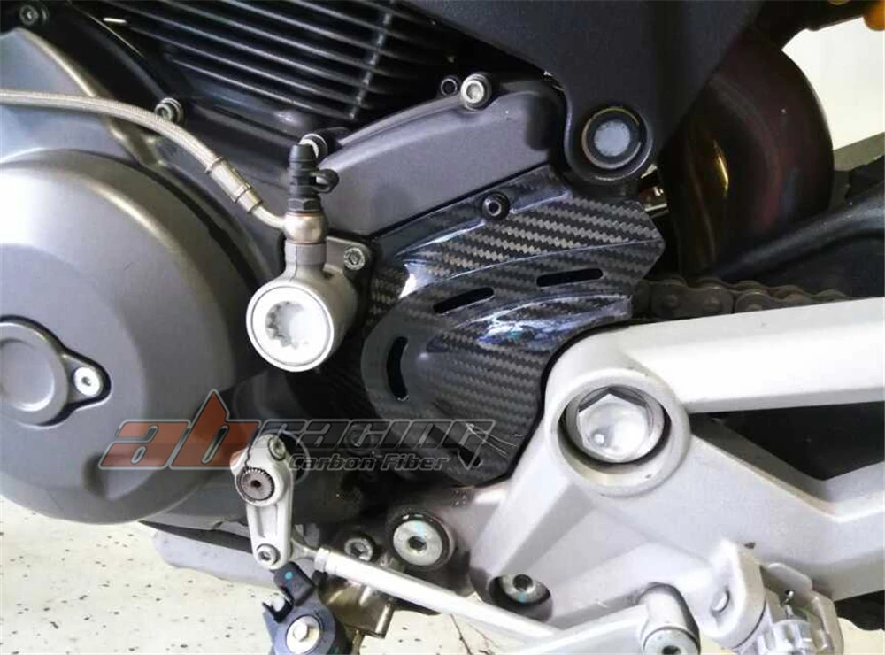 Side Sprocket Chain Case Cover Fairing Cowling For Ducati Monster 696 795 796 Full Carbon Fiber