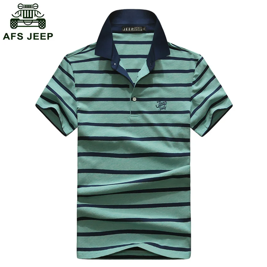 2018 Fashion Men Short Sleeve Polo Shirt Brand Striped Mens Summer