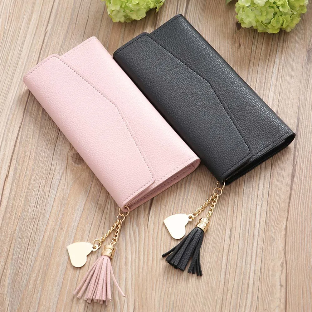 

Women Wallets and Purse Long Hasp Female Purse Women's Wallet Simple Tassel Pendant Card Holder For Girls Portefeuille Carteira