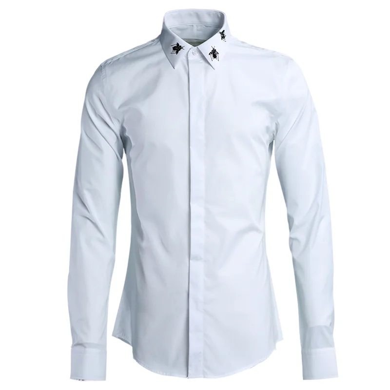 Новая хлопковая ткань с бисером Мужская рубашка с длинными рукавами Мужская модная рубашка мужская 2018 длинный рукав Ropa De Hombre плюс размер