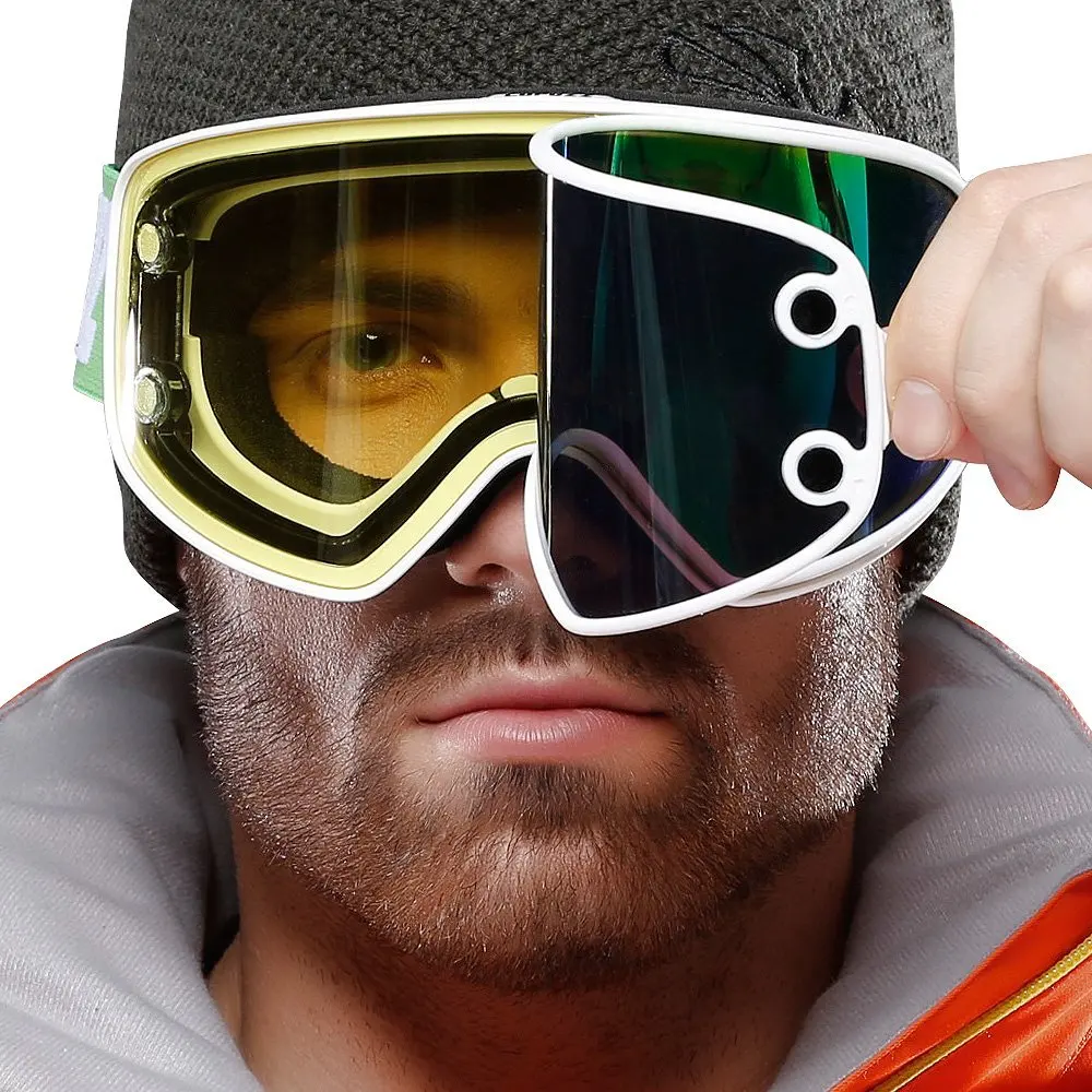 COPOZZ esquí gafas 2 en 1 con magnético de uso Dual de la lente para esquiar de noche Anti-niebla UV400 Snowboard gafas de las mujeres de los hombres de esquí gafas