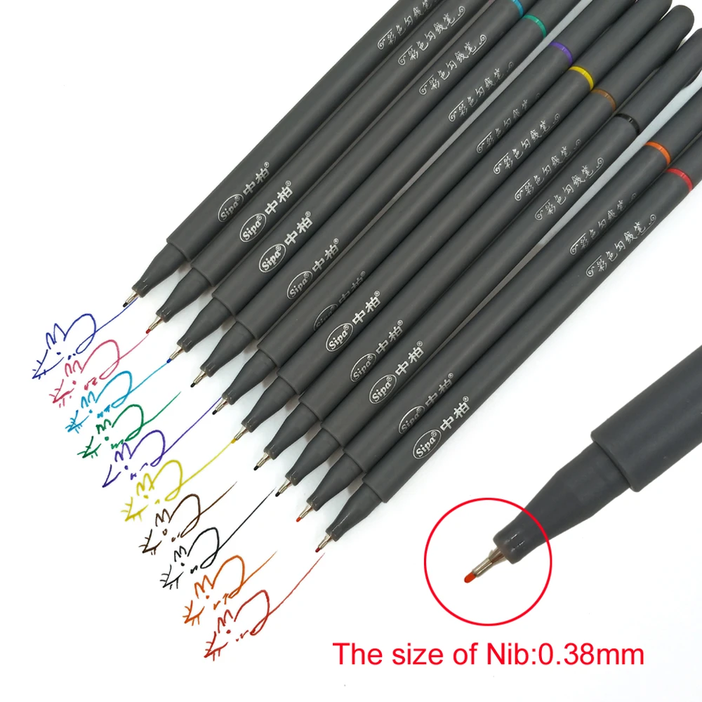 

10PCS/lot Fine Line Drawing Pen Water color pens drawn sketch pen Promotional Gift Stationery for office school supply