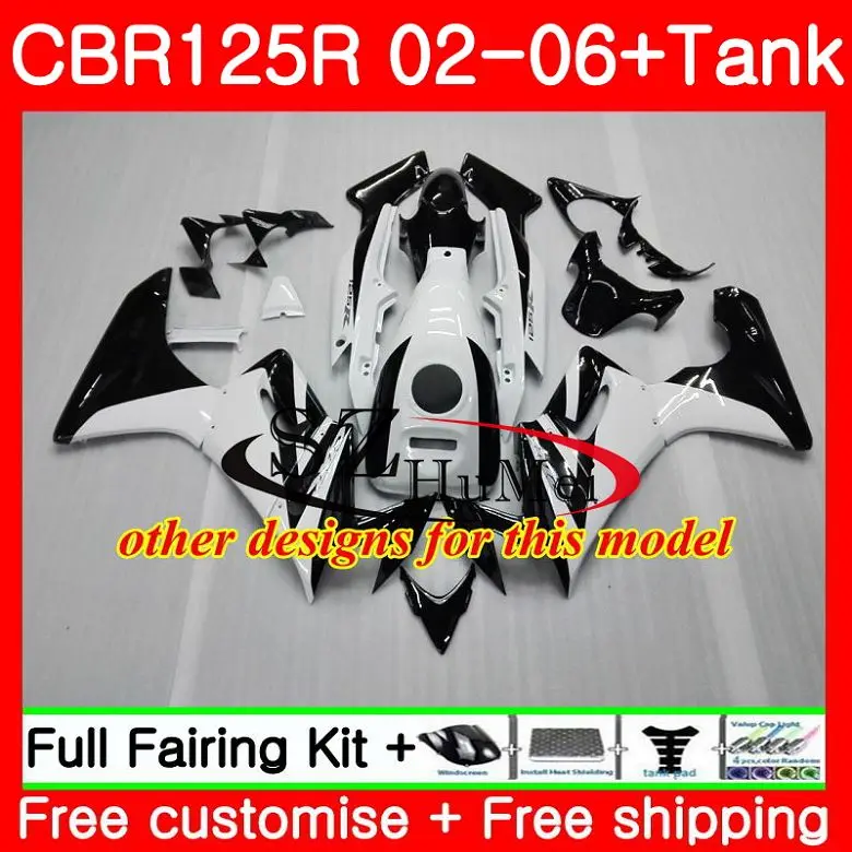 Корпус + бак для HONDA глянцевый blk CBR 125R 125CC CBR125RR CBR125R 02 03 04 05 06 62SH18 2002 2003 2004 2005 2006