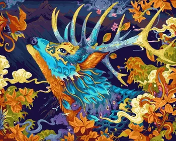 

Frameless oil painting by numbers paint by number for home decor oil picture painting 5065 colorful deer
