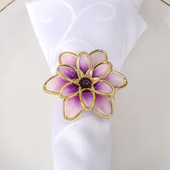

12PCS metal flower Western napkin ring Hotel set table Wedding wedding napkin napkin ring buckle