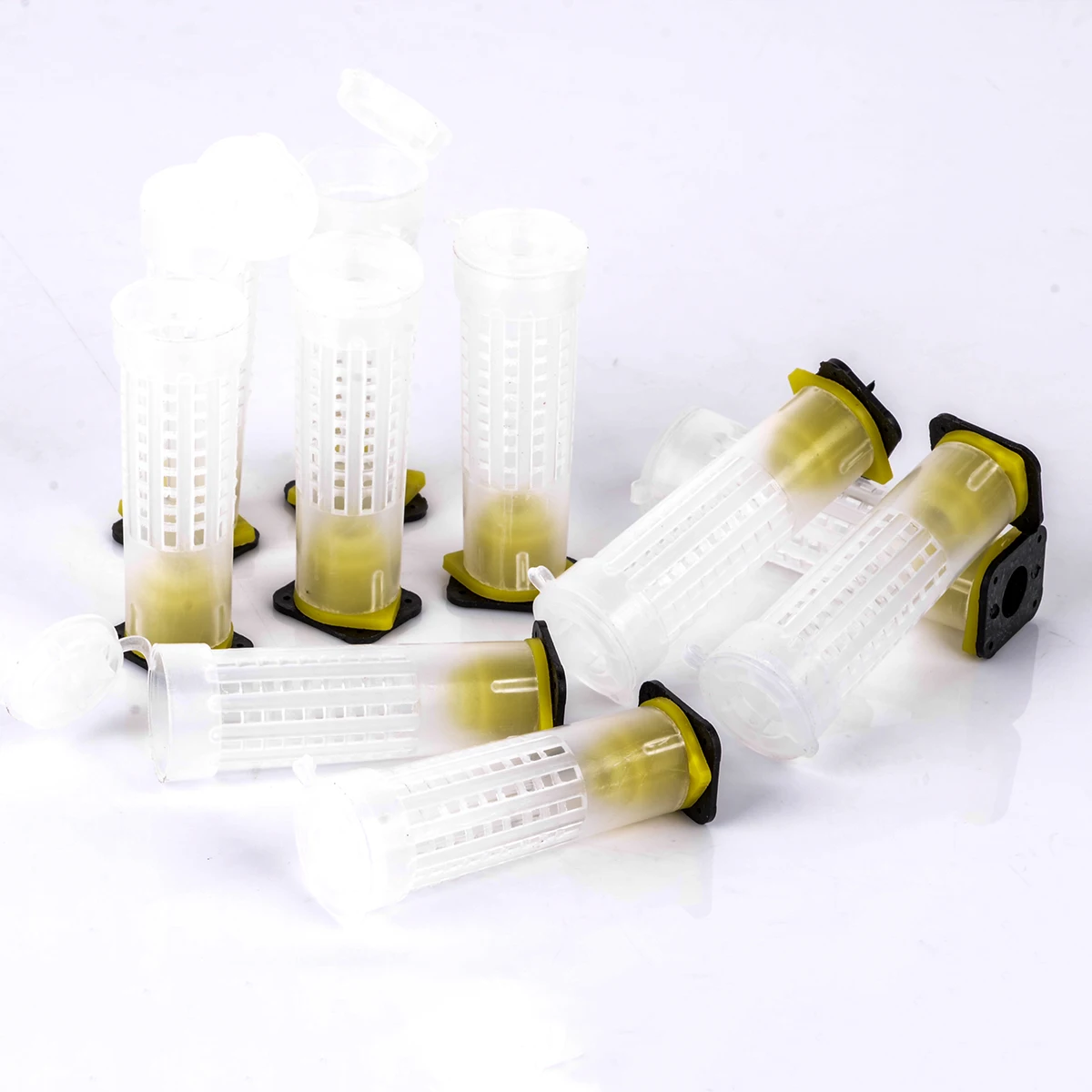 10pcs Bee Queen Bee Roller Cages + Cell Cup Holder & Fixtures Rearing Beekeeping Kit Set