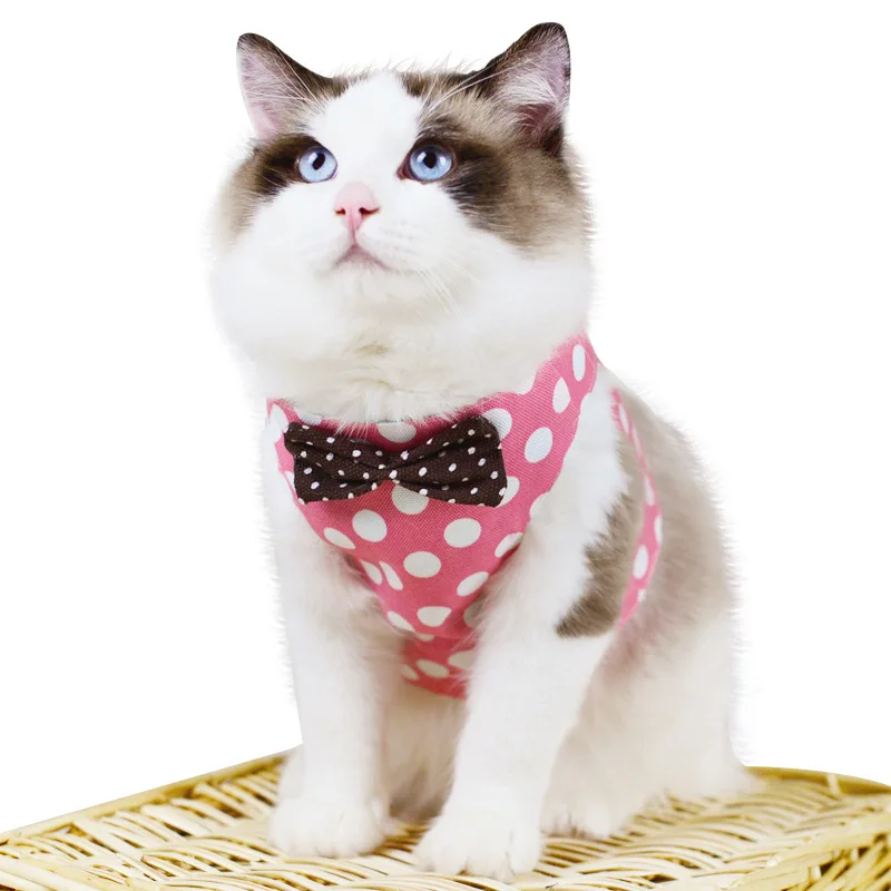 

Breathable Cat Dog Harness Pet Vest Hamster Rabbit Chest Strap Adjustable Bowtie Mesh Small Puppy Kitten Harness Leash Supplies