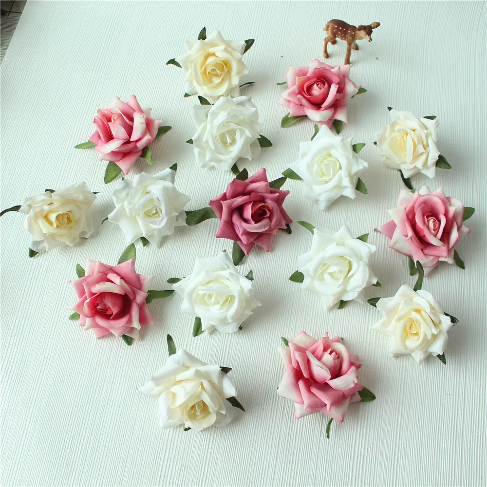 Artificial Flower Head Rose Pink Silk Flowers Garden Decoration White Artificial Flower Heads Wedding Flower Heads  (7)