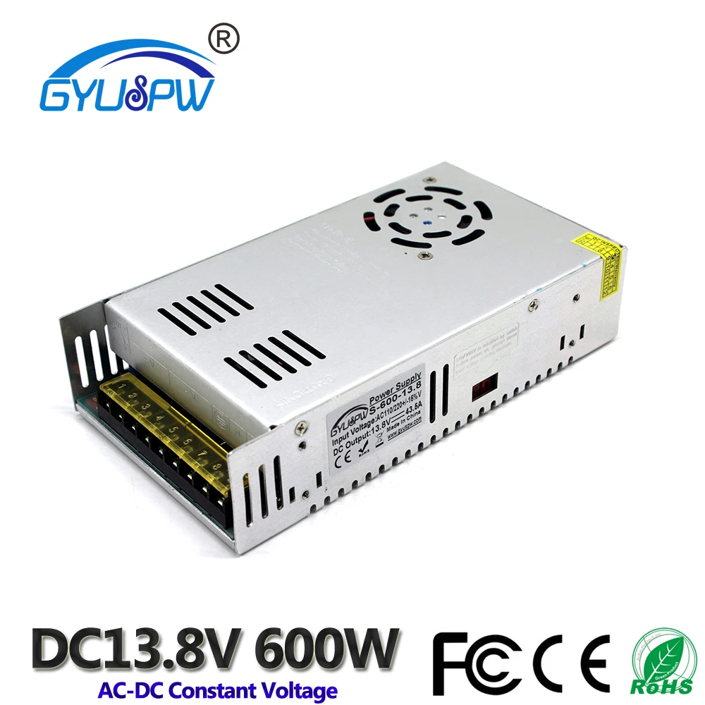 600W 43A 13,8 V DC одиночный выход переключатель питания Трансформатор 110v 220v AC к DC13.8V SMPS для ЧПУ светодиодные ленты