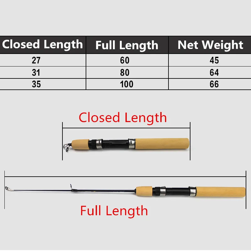 Мини Телескопический льда Рыбалка стержень Портативный углерода Волокно река креветок Рыбалка полюс Высокое качество зимние Рыбалка стержень 60 80 100 см