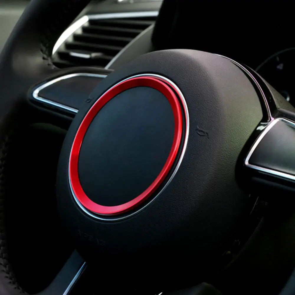 Red Car Interior Decorative Steering Wheel Cover Trim Ring For Audi A3