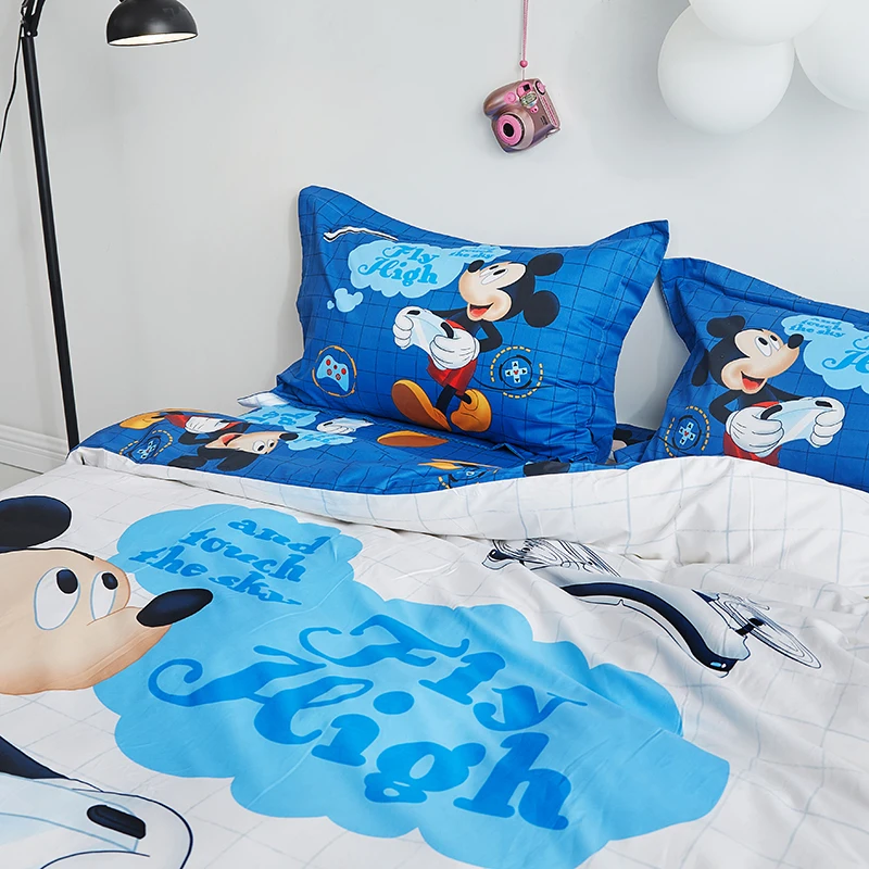 Комплекты постельного белья disney blue Mickey Mous, пододеяльник для спальни, набор для мальчиков, домашний декор, хлопок, детские покрывала, полный размер queen