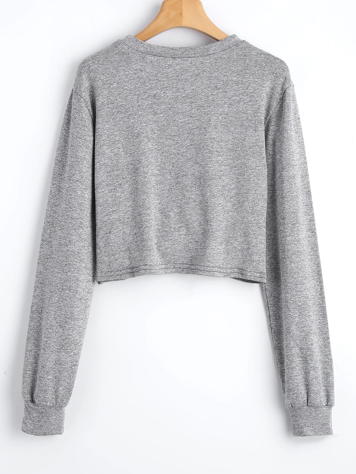  ZAFUL Twist Heathered Cropped Sweatshirt Kpop Women Crop Top Hoodies Cotton Streetwear Full Sleeve 