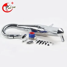 Chrome Silent silencer exhaust pipe tuned pipe For 1/5 LOSI 5T Parts HPI Ravan