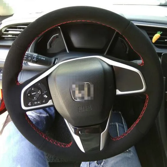 Натуральная замша рулевого колеса автомобиля Обложка для Honda десять поколения Civic всеохватывающий замши руль Обложка бархат