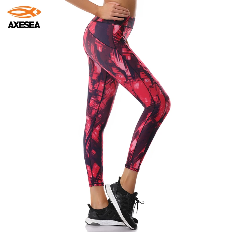 

AXESEA Women Yoga Pants High Waist Activewear Running Compression Pants Fitness Training 7/8 Tights Seamless Gym Sport Leggings