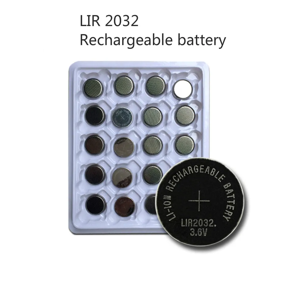 

20x Rechargeable Lithium-ion Batteries 3.6V LIR2032 Repeatedly Used 500 Times Replace CR2032 Button Coin Cell Battery New