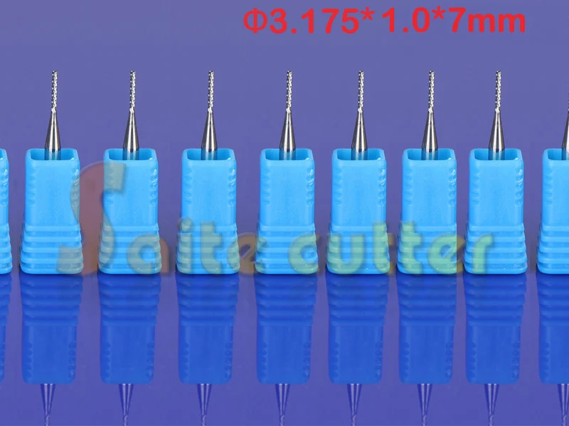 10 шт. 1.0*7 мм 3.175 хвостовика Карбид фрезы Гравировка Биты ЧПУ борфрезы набор кукурузы фреза маршрутизатор PCB биты 1/8"