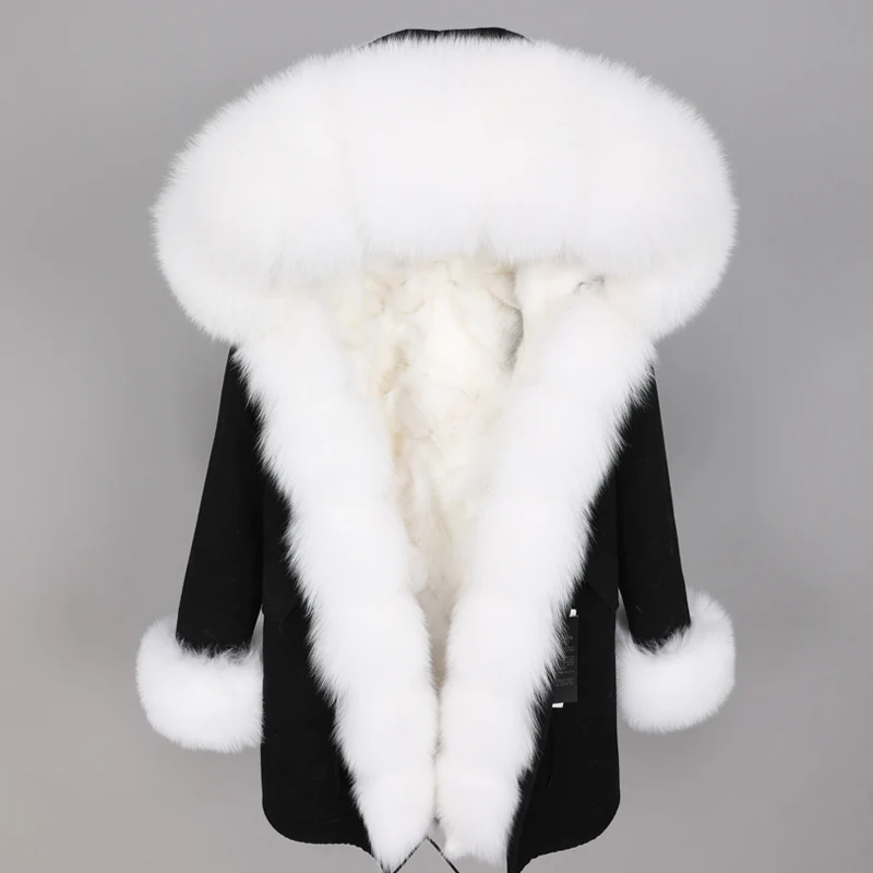MAOMAOKONG2019 новая подкладка из натурального Лисьего меха Женское пальто воротник из натурального Лисьего меха зимняя женская куртка длинная парка - Цвет: 7