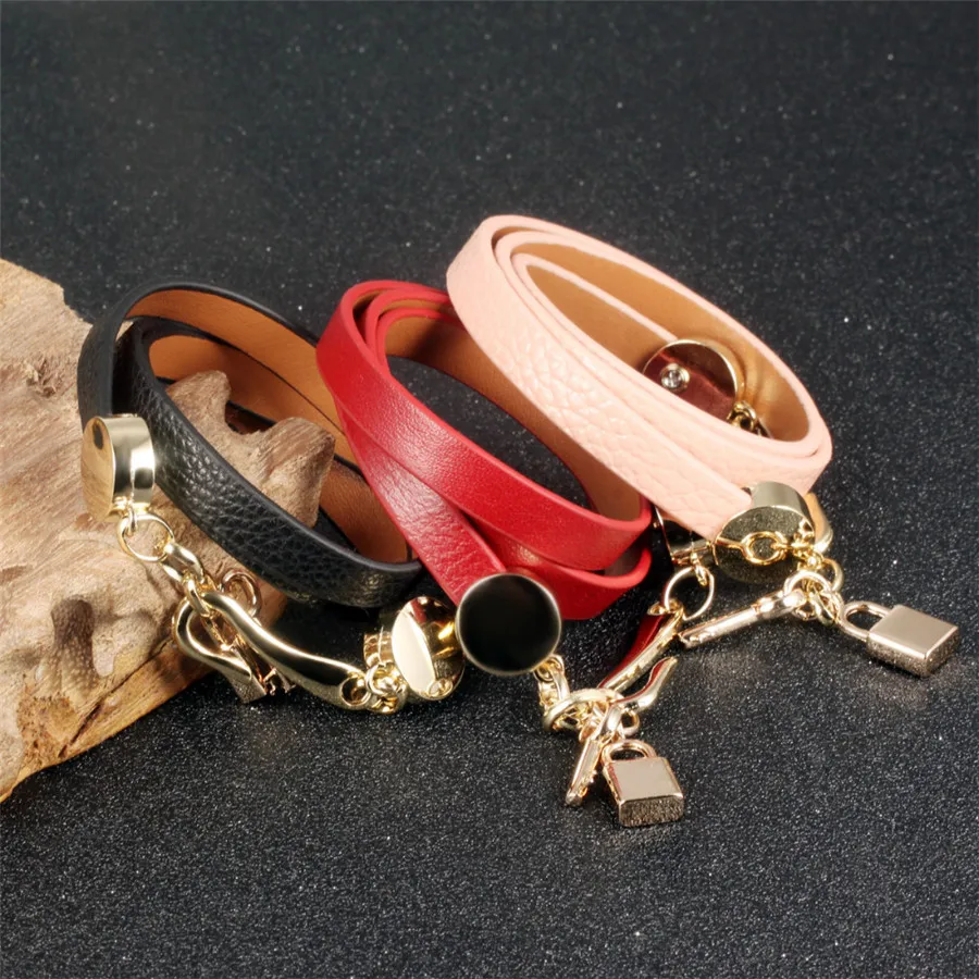 OPK-Handmade-Woman-Wrap-Bracelets-New-Fashion-Leather-Stainless-Steel-Lock-Key-Pendant-Women-Jewelry-Accessories (4)