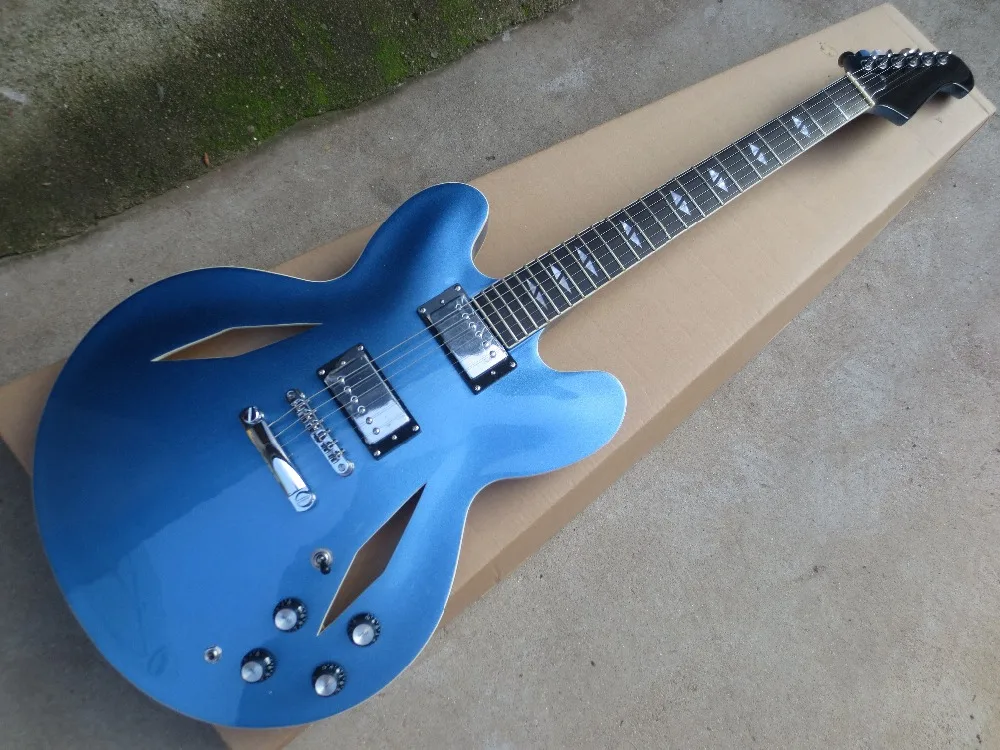 

Wholesale and Retail Custom Metal blue DG335 Dave Grohl signature Semi Hollow Jazz Electric Guitar with case