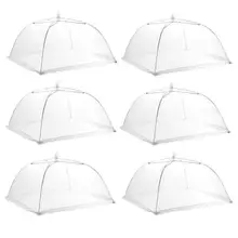 6pcs Foldable Table Food Cover Umbrella Style Pop-Up Mesh Screen Food Cover Tent Reusable Picnic Food Covers Anti Fly Mosquito