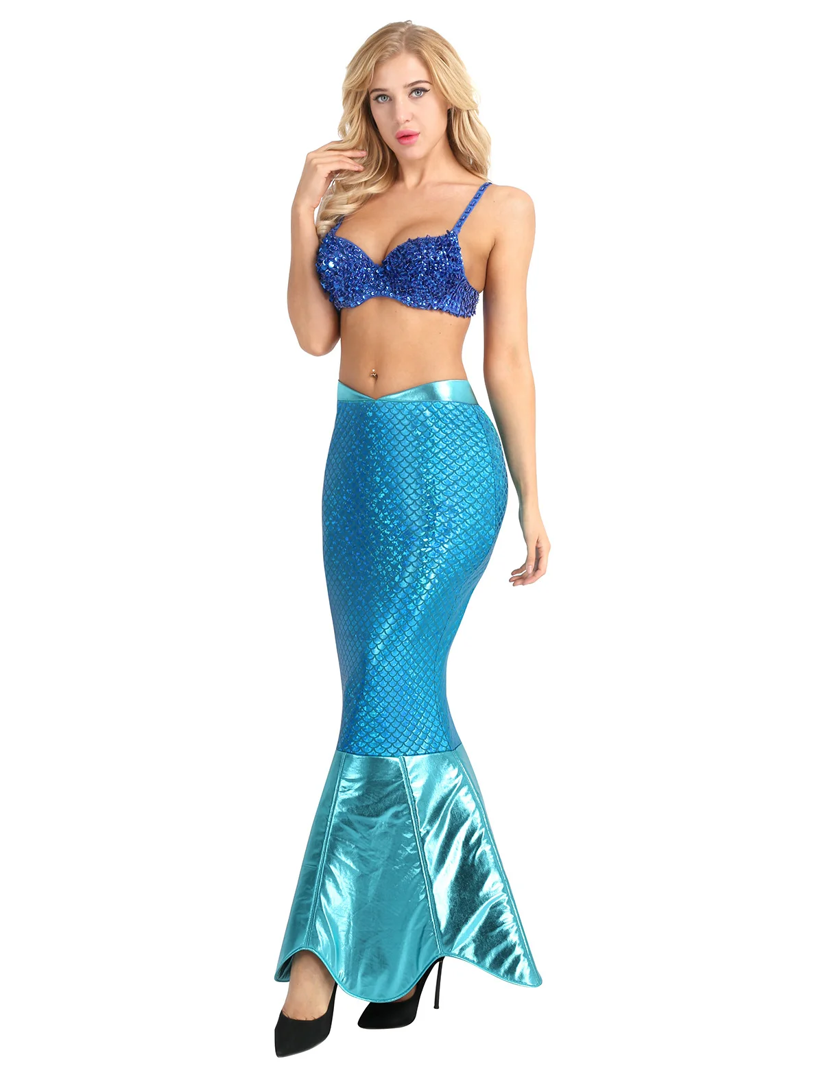 Модные женские туфли для взрослых Magical Mermaid Искра хвост Делюкс Хеллоуин костюм