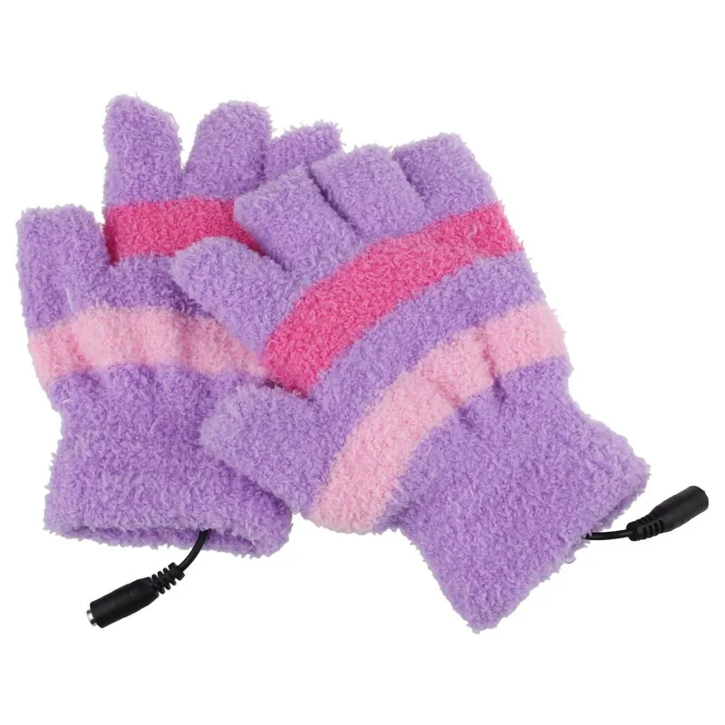 Для женщин USB Отопление Руки теплые зимние перчатки Для женщин Arm вязаный крючком Вязание из искусственной шерсти теплые митенки Женские перчатки S10