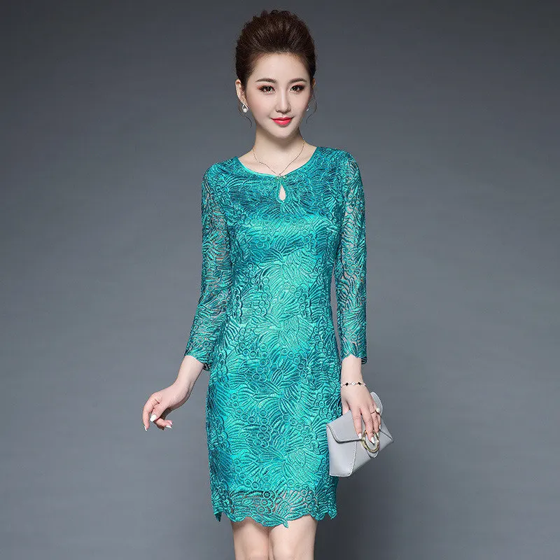 Wmwmnu новая Женская Осенняя вышивка тонкие платья круглый вырез повседневное винтажное платье большой размер Модный небесно-голубой платье - Цвет: sky blue