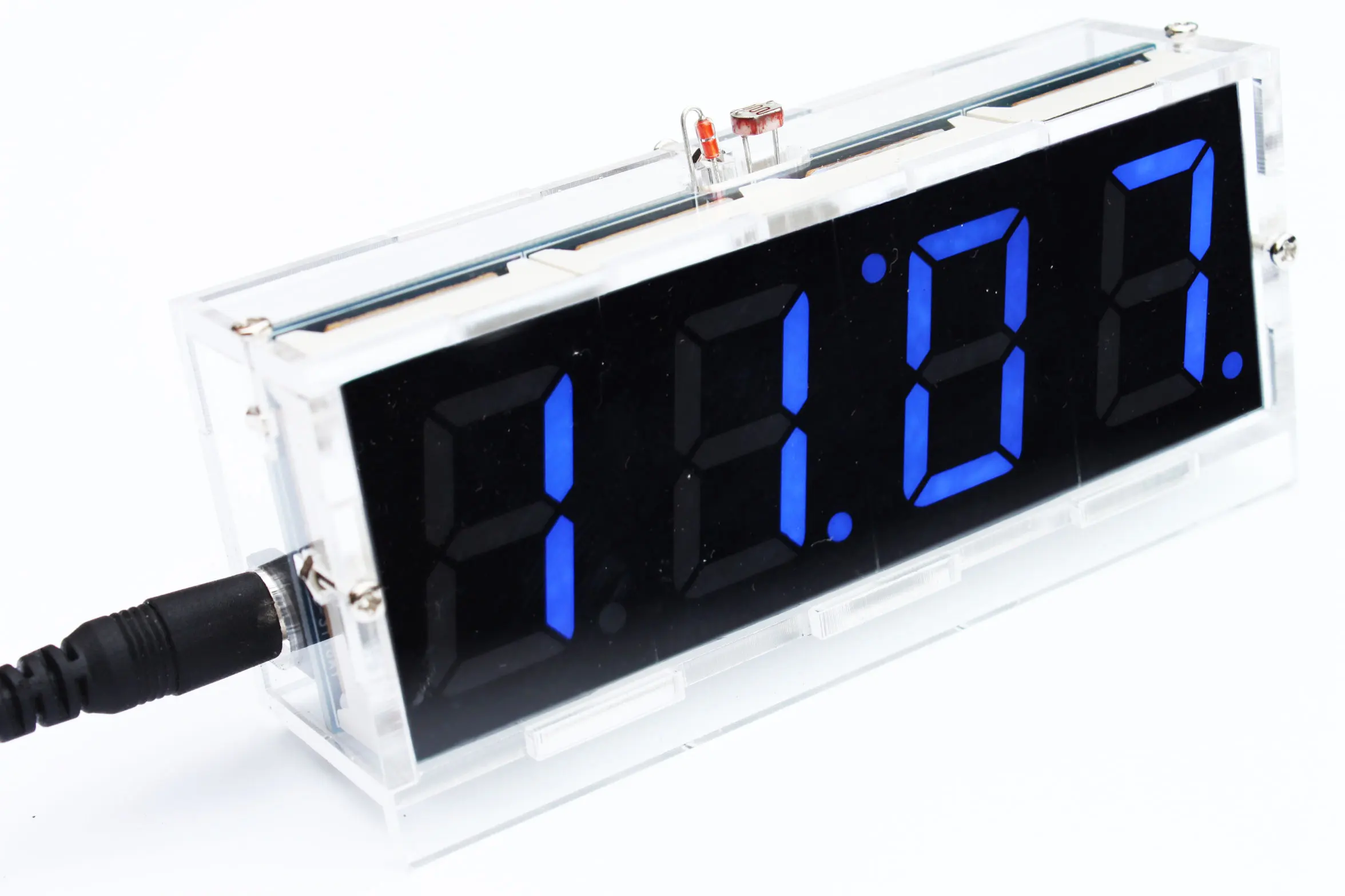 DIY Kit Blue LED Electronic Clock Microcontroller Digital Clock Time Thermometer
