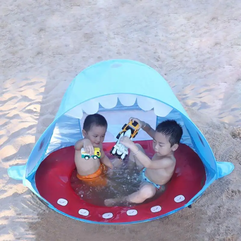 Летняя Детская Пляжная палатка, Детская в форме Кита, защита от ультрафиолетовых лучей, непромокаемое укрытие, всплывающий солнцезащитный