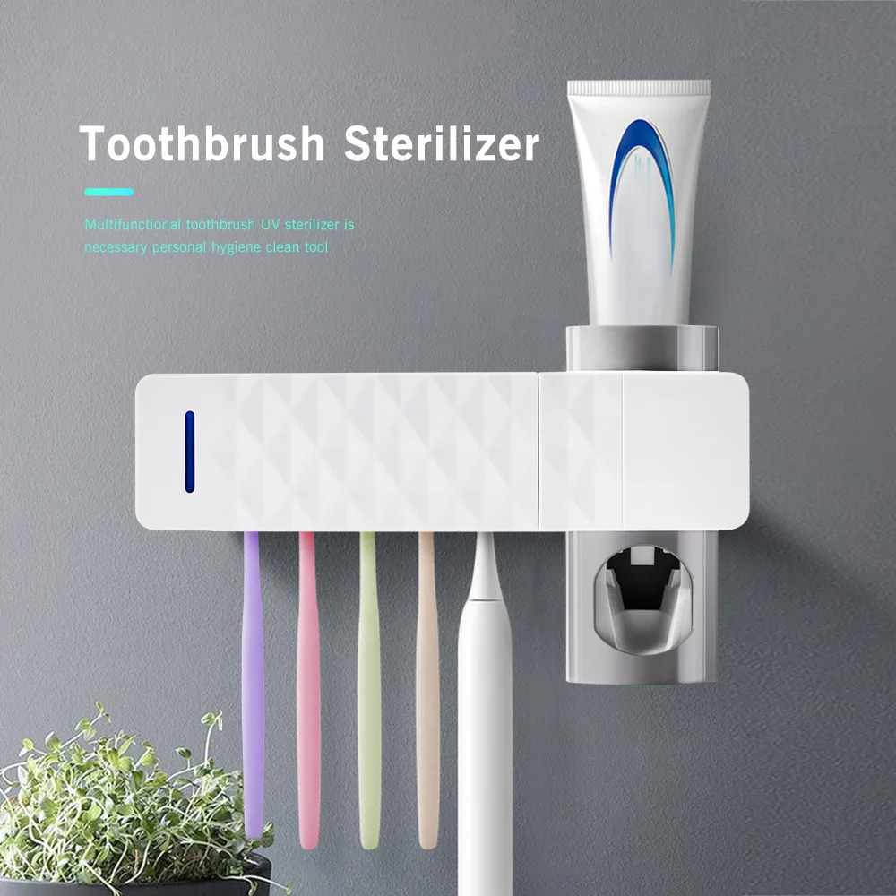 

USB Powered Bathroom Accessories UV Toothbrush Holder Bathroom Accessories Set Tooth Brush Holder Automatic Wall Mount Rack
