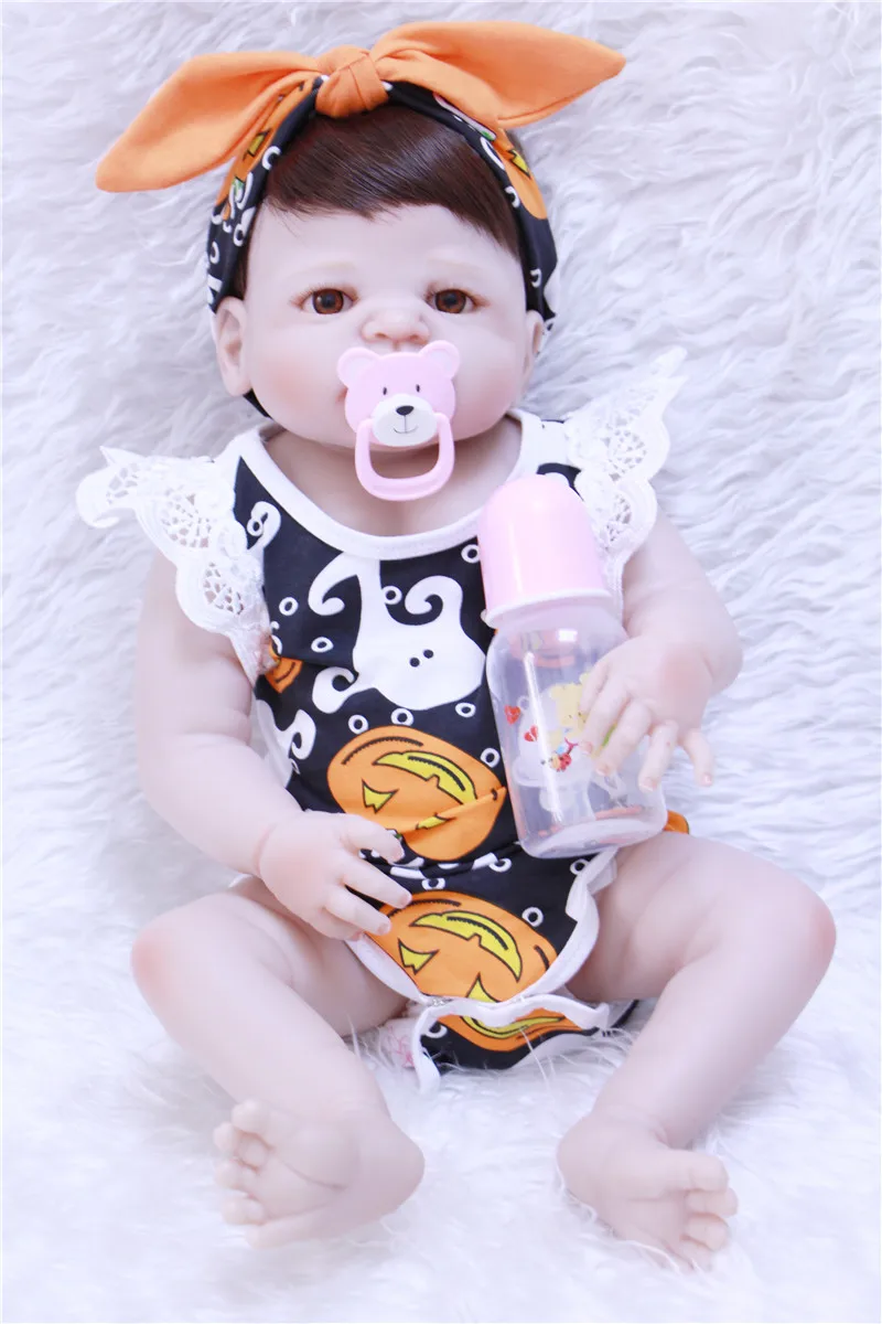 

23'' Newborn Dolls Lifelike Reborn Dolls Babies Full Body Silicone Vinyl fashion clothes white skin reborn bebe dolls for sale