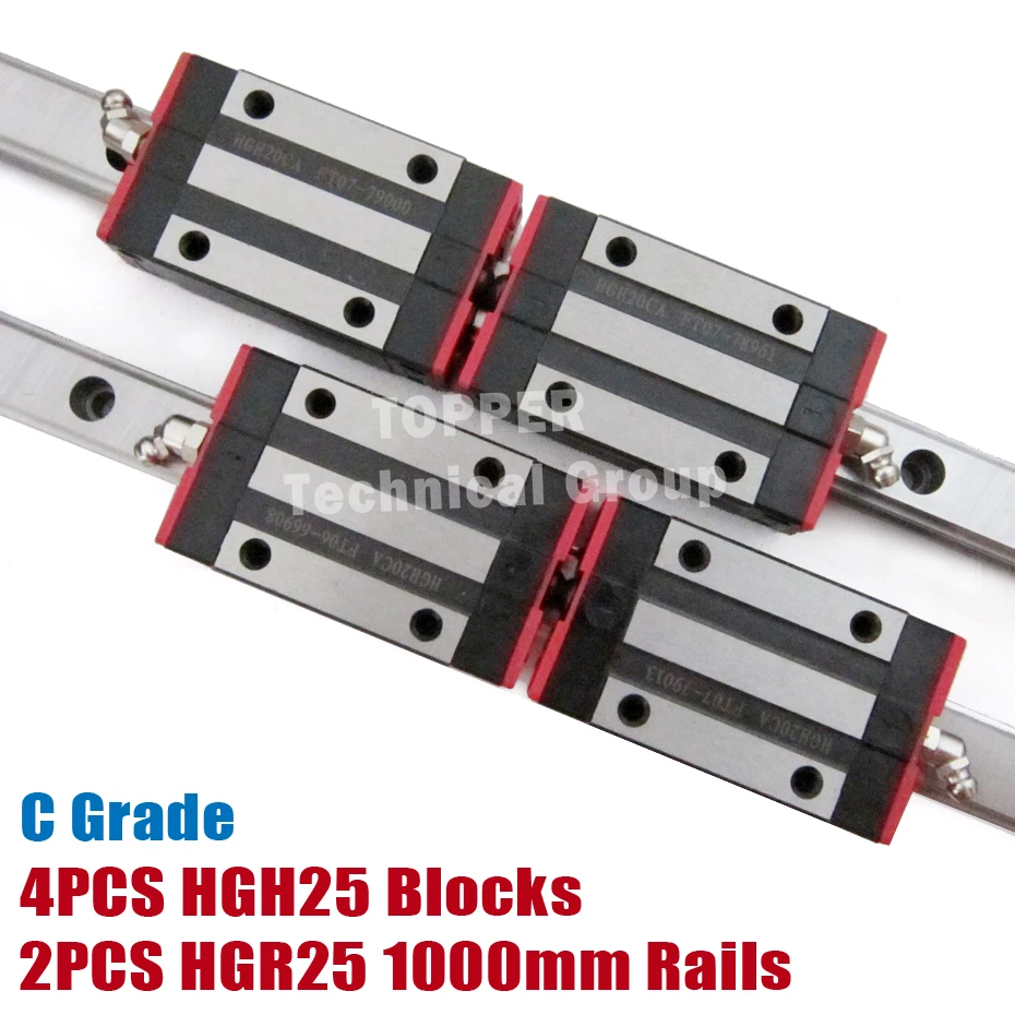 2pcs HGR25 Linear Guide Rail 1000mm + 4pcs HGH25CA Slide Block For CNC Parts HGH25 guia lineal | Обустройство дома