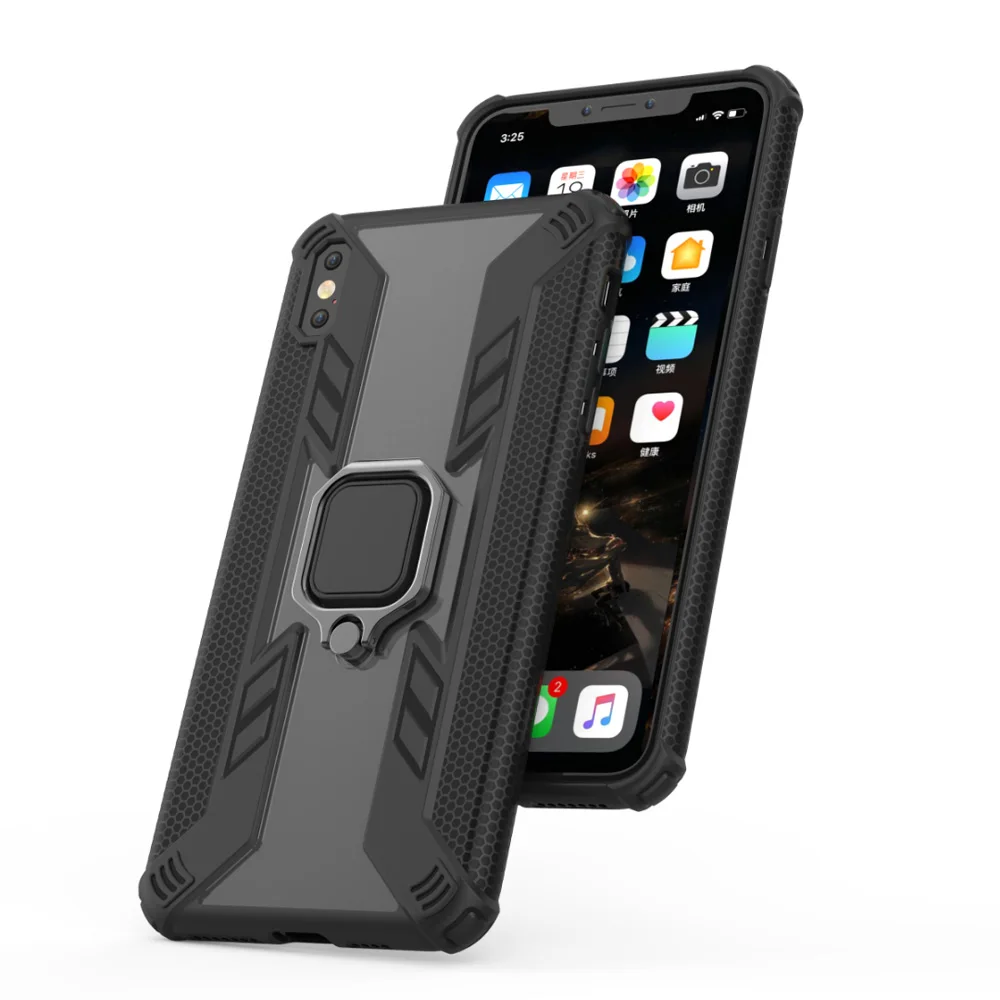 

Ring Holder Armor Shockproof Cover Fundas For iPhone X XR XS MAX Case Luxury Coque for iPhone 8 7 Plus 8plus TPU PC Back Cover
