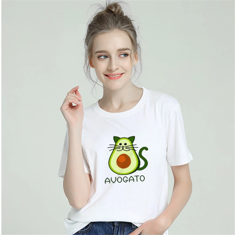 

2019 New Cotton Tshirt Women Harajuku Aesthetic Unicorn Cat Avocado T shirt Short Sleeve Femme T-shirt women Top Tees dropship