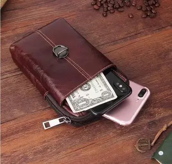 

Waist Belt Genuine Cow Leather Phone Case Bags For Asus Zenfone 6 ZS630KL 6Z,ZTE Axon 10 Pro 5G,Blade V10,nubia Red Magic Mars