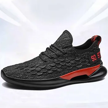 

New Men's Flying Woven Casual Lace-up Running Shoes Korean Version Of The Wild Breathable Four Seasons Shoes