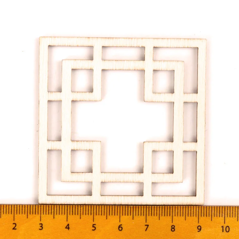 Китайский стиль Ретро рамка деревянный узор Круглый квадратный Скрапбукинг Ремесло ручной работы аксессуары для шитья домашний декор DIY 64 мм MZ262 - Цвет: 3