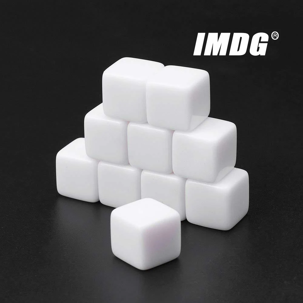 10pcs/pack New Acrylic 18mm White Blank Dice Teaching Props Game  Accessories Mathematical Tools Square Corner