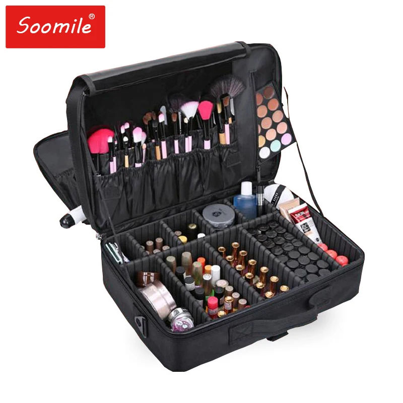Professional Makeup Case Large Capacity Hand Make Up Organizer Toiletry  Shoulder Bag Portable Travel Cosmetic Box For Suitcase - AliExpress