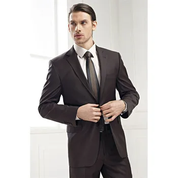 

2018 new slim fit brown Groom Tuxedos Groomsmen terno masculino Notch Lapel Mens Wedding Suits Best costume homme (Jacket+Pants)