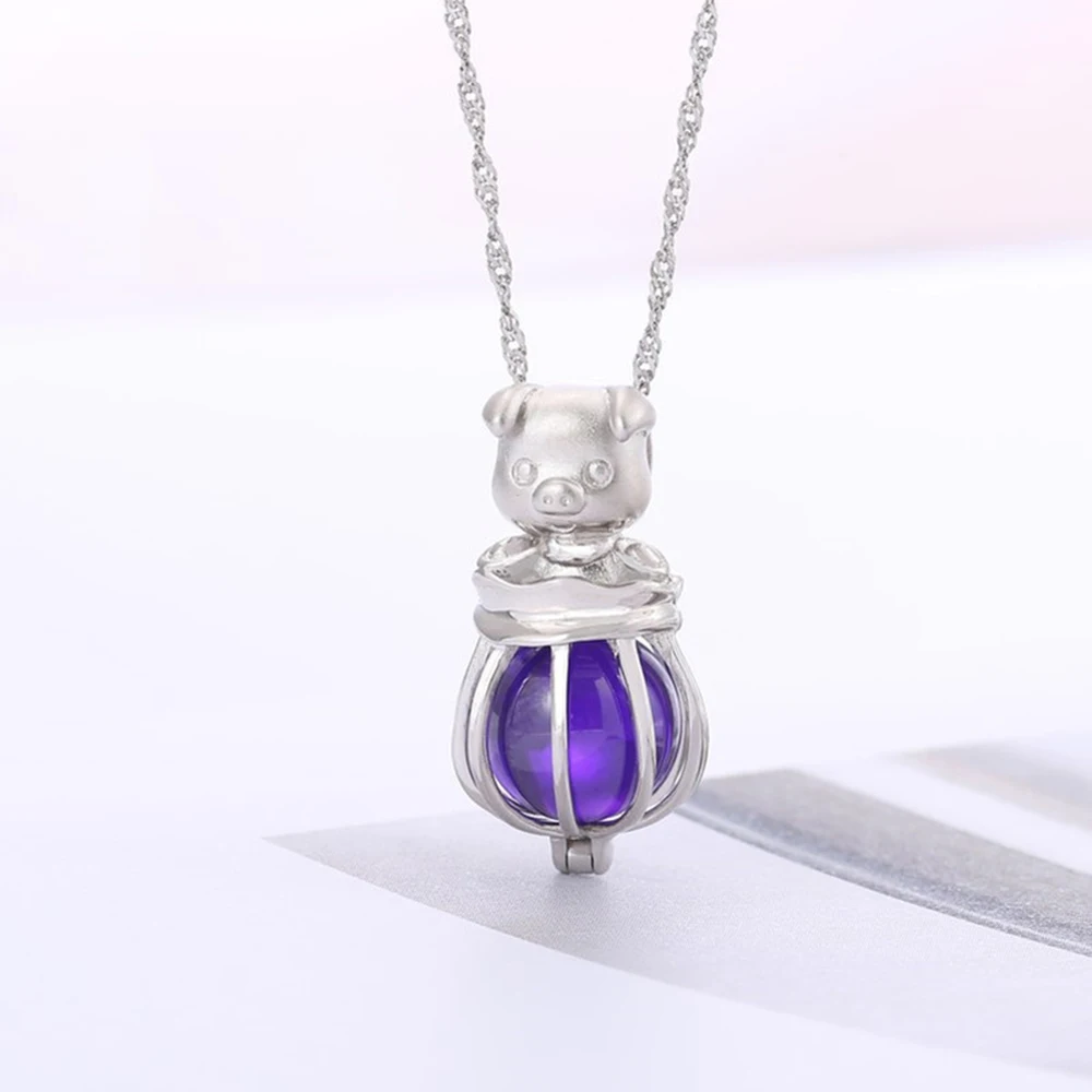 

S925 Sterling Silver Cage Pendant Woman Oyster Pearl Pendant Cage Making Cute Pig Pendant Without Bead 1Pcs