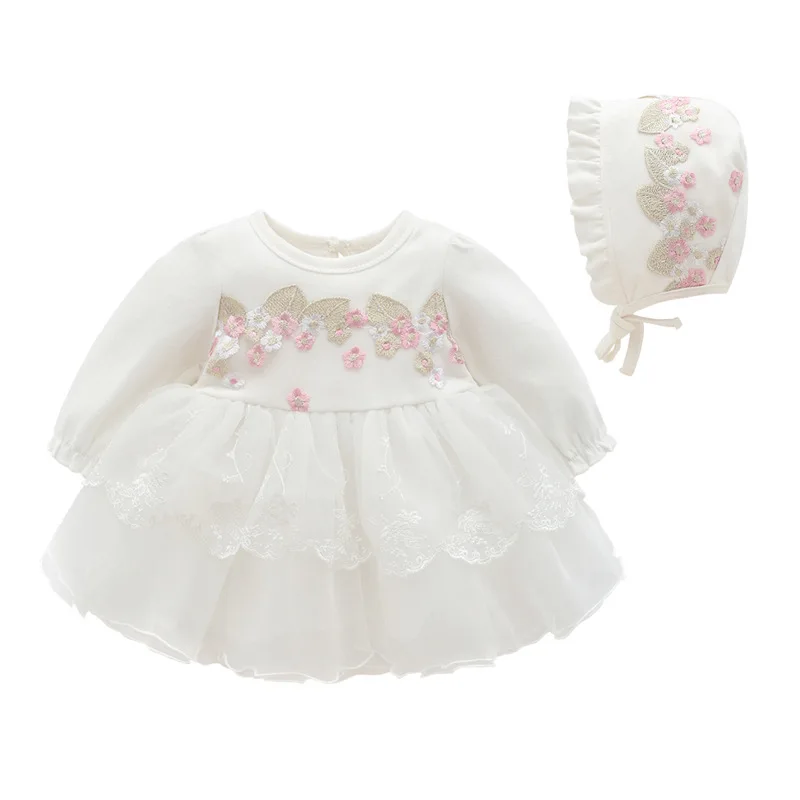Платье для новорожденных девочек кружевное платье для крещения с вышивкой для маленьких девочек вечерние платья на крестины возраст 0, 3, 6, 9 месяцев