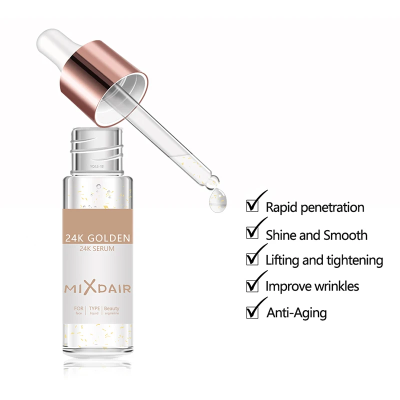 MIXDAIR Гиалуроновая кислота против морщин 24K Gold Serum Anti-Aging Увлажняющий крем Essence Уход за кожей Отбеливание ярче