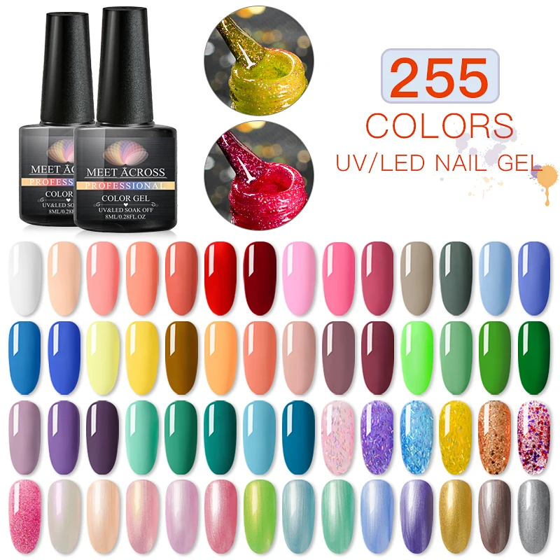 

Glitter Gel Polish 255 colors soak Off Base Gel Top Coat Matte Top Gel polish Nail Gel lacquer 8ml manicure Nail color gel