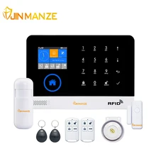 JINMANZE Wireless WIFI GSM GPRS Home Burglar Security GSM Alarm System English German RFID card Voice Prompt APP Remote Control