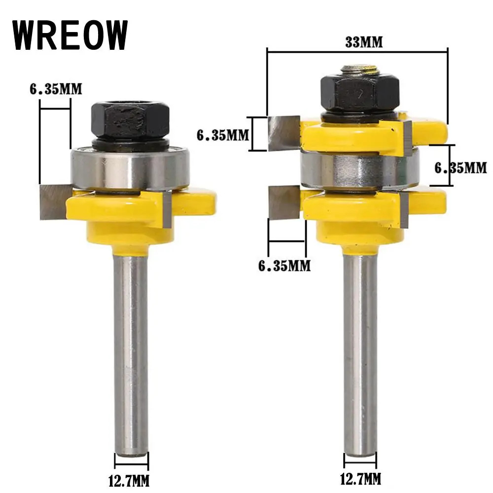 

2pc 1/2Inch Shank 3T Carbide End Mill Router Bit Woodwork Cutter Cabinet Door Knife Milling Cutter Flooring WoodWorking Tools