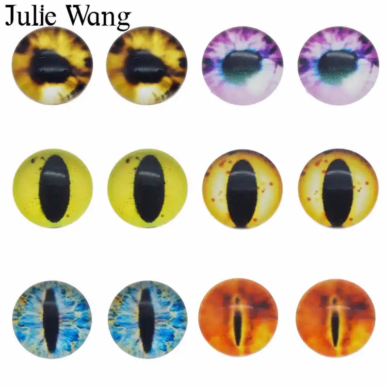 Julie Wang 6 пар 35/40 мм смешанные кабошоны с изображением дракона кошачий глаз круглые